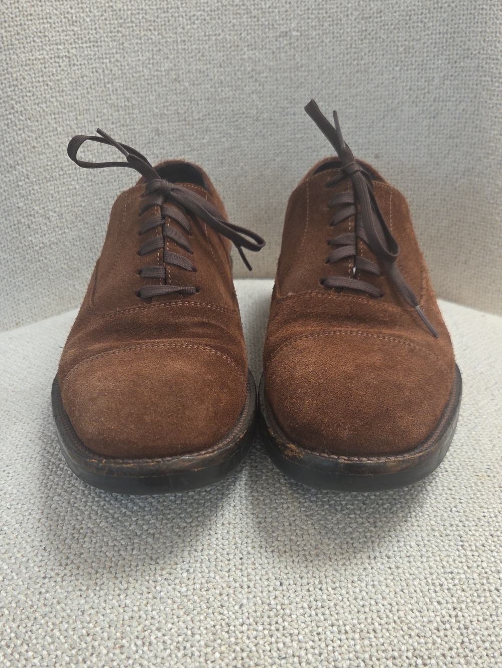 Barneys New York Mens Brown Suede Leather Cap-Toe Derby Shoes Size 7.5 USA